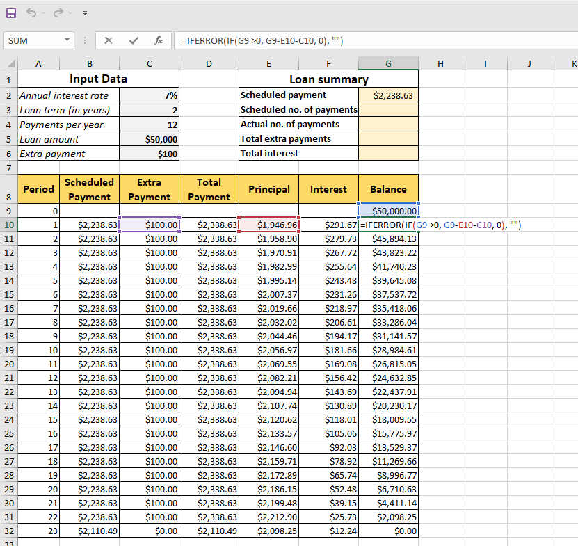 Create An Excel Amortization Schedule With Irregular Payment