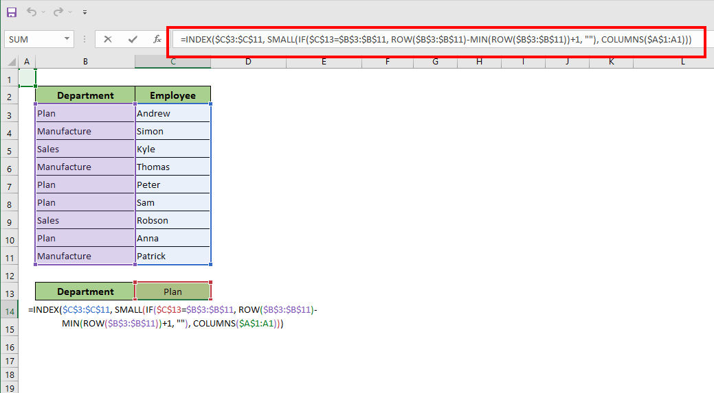 get-all-matches-in-a-row-enter-formula-in-cell-c14