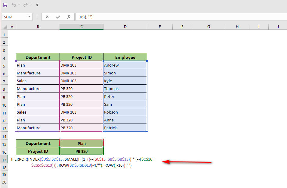 pull-all-matches-based-on-criteria-enter-formula-in-cell-c17