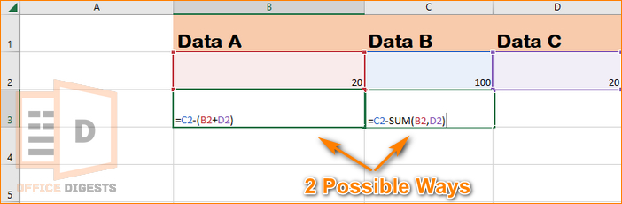 add-and-subtract-in-a-single-formula-excel