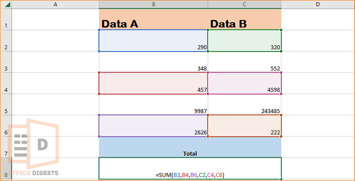 add-different-columns-and-rows-excel