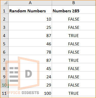 number-greater-or-equal-85-excel