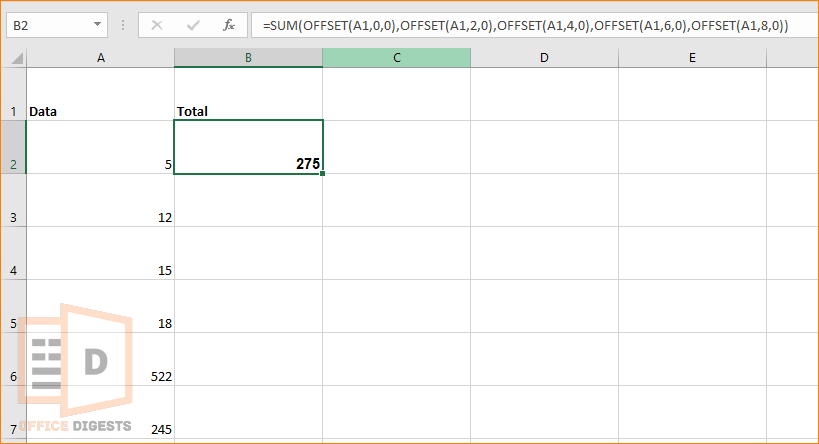 offset-to-skip-cell-excel