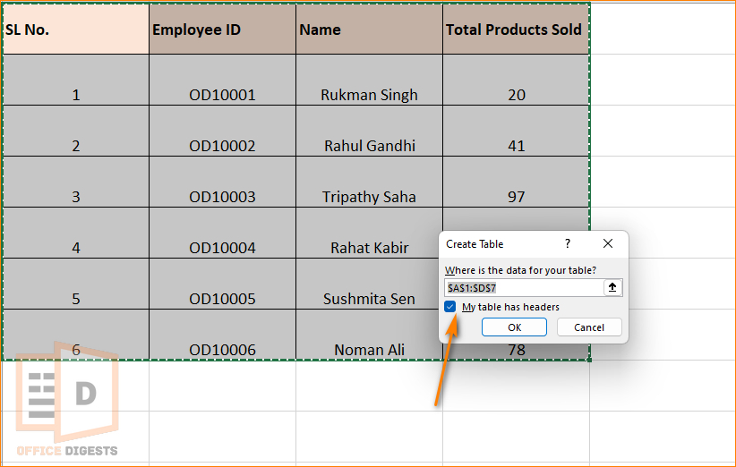 create-table-in-excel