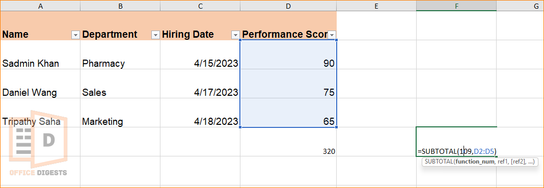 subtotal-formula-in-excel