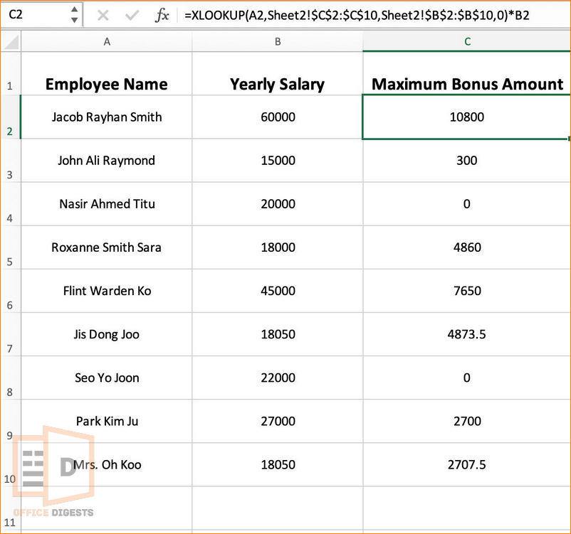 find-bonus-amount-using-xlookup