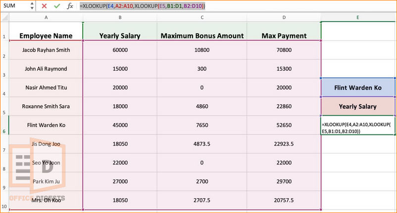 xlookup-two-way-lookup