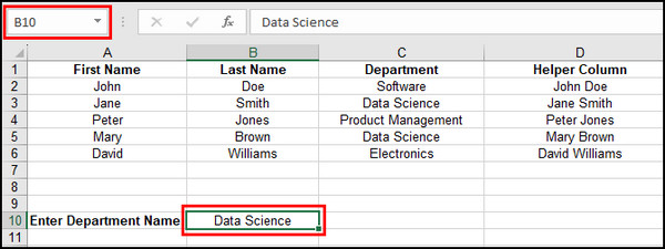 excel-enter-department-name